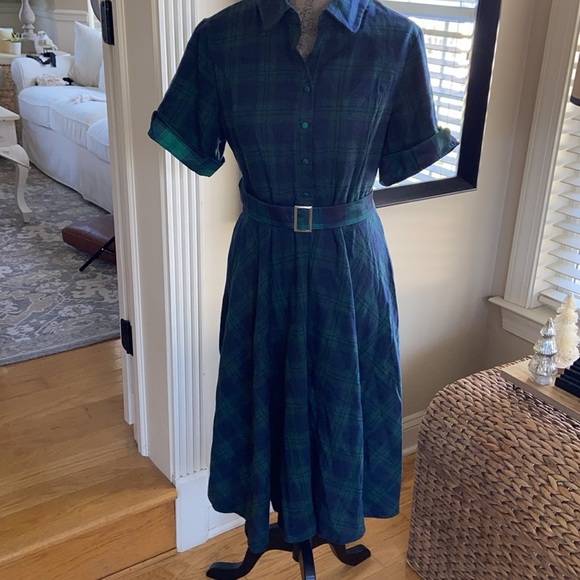 Plaids 1950s Buttoned Belted Swing Dress new - Picture 8 of 8